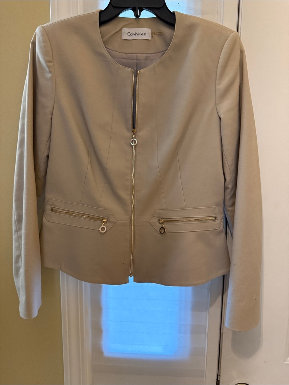 Calvin Klein Beige Zip-Front Blazer